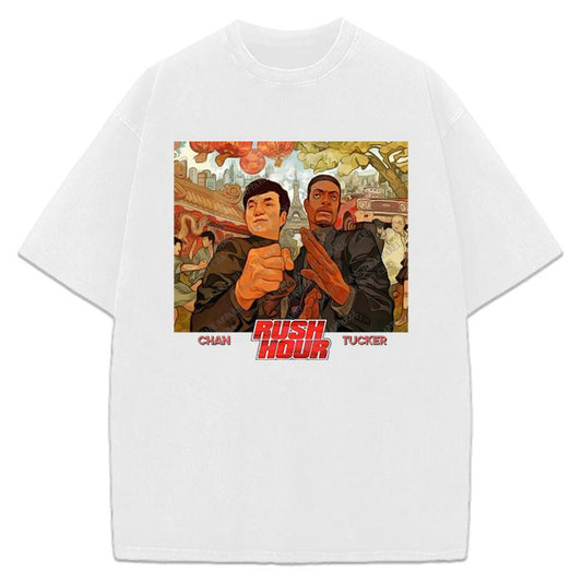 Rush Hour T-Shirt Jackie Chan Chris Tucker Classic Movie Graphic Tee Crewneck Cotton