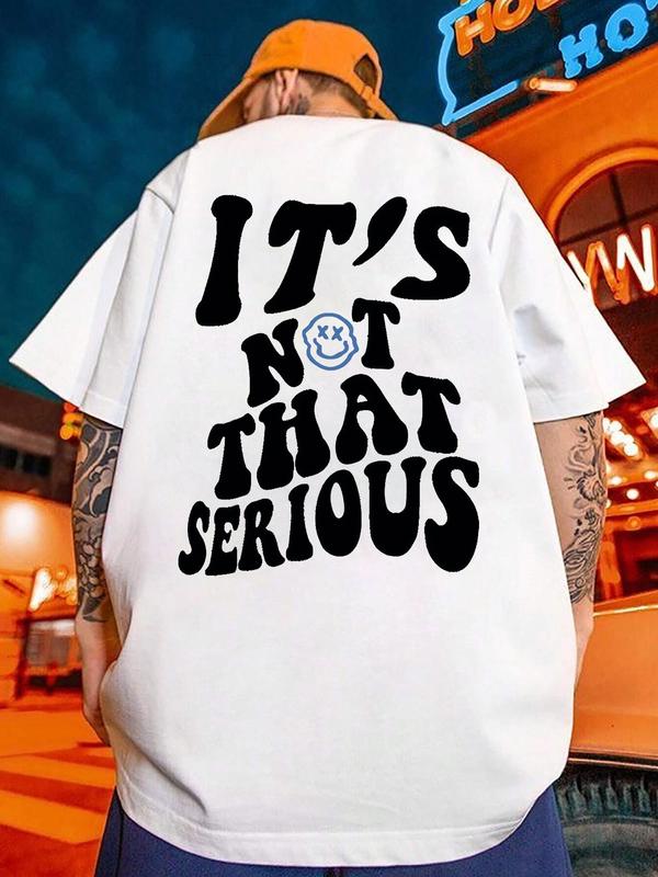 Men's Cartoon Expression & Letter Print Drop Shoulder Tee, Summer Outfits 2024, Regular Fit Casual Short Sleeve Round Neck T-Shirt for Summer,Â Graphic Tees for Men,Â Back To School Clothes, T Shirts for Men, Men Streetwear Graphic Tees