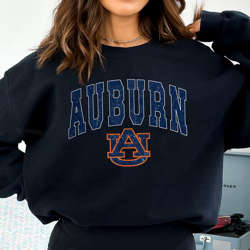 Auburn Tigers Vintage Football NCAA Trendy Sweatshirt, Auburn University Unisex Football NCAA Shirt, Gift For Men, Gift For Girls, Crewneck, Cotton, Sweaters, Pullover