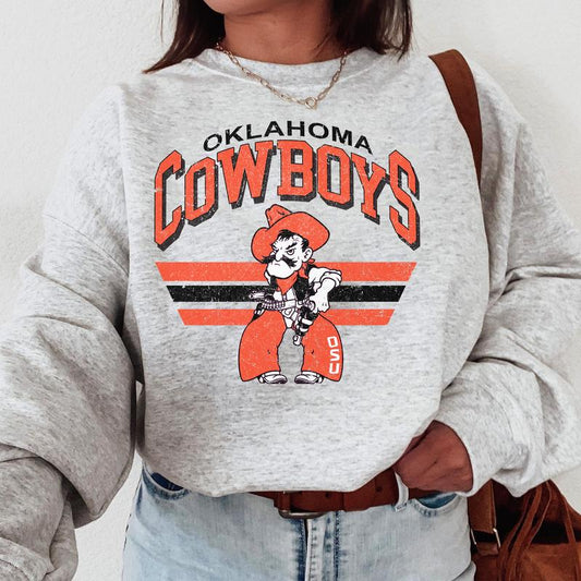 Oklahoma State Cowboys Vintage Football NCAA Sweatshirt, Vintage Sweatshirt NCAA, Classic Sport Sweatshirt, Gifts For Football Fan Sport