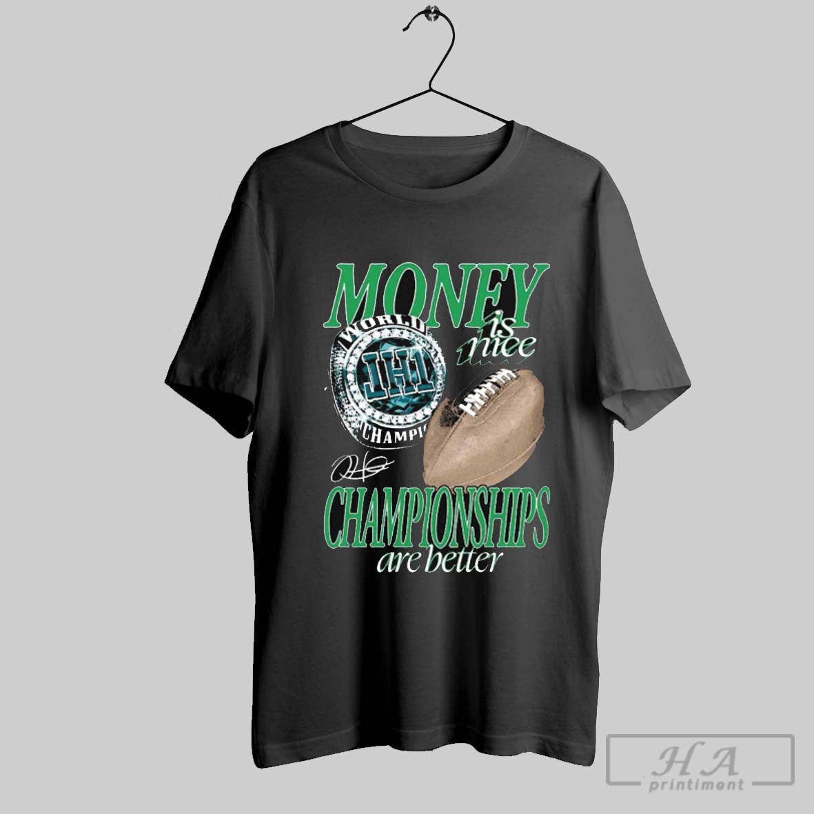 Saquon Barkley Money Is Nice Championships Are Better Eagles Win Chiefs 2025 Super Bowl Lix Signature T Shirt