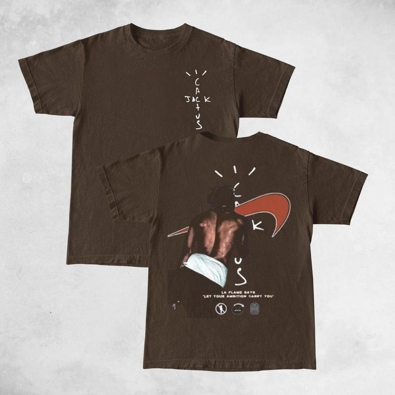 Travis Cactus Let Ambition Carry You Double Sides Front And Back Premium Cotton T-Shirt Cotton Unisex Shirt Rap Shirt Rapper Rap Tee Hiphop Shirt Musi