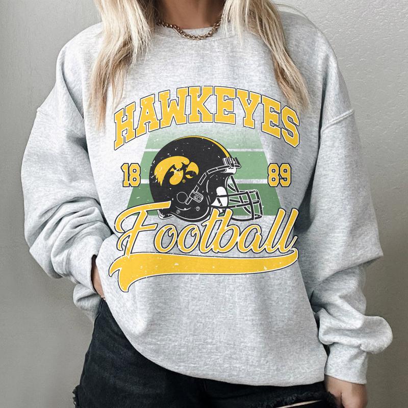 8. Iowa Hawkeyes NCAA Vintage Sweatshirt, University of Iowa Sports Sweater, Classic Fashion Apparel Gifts for Men and Women