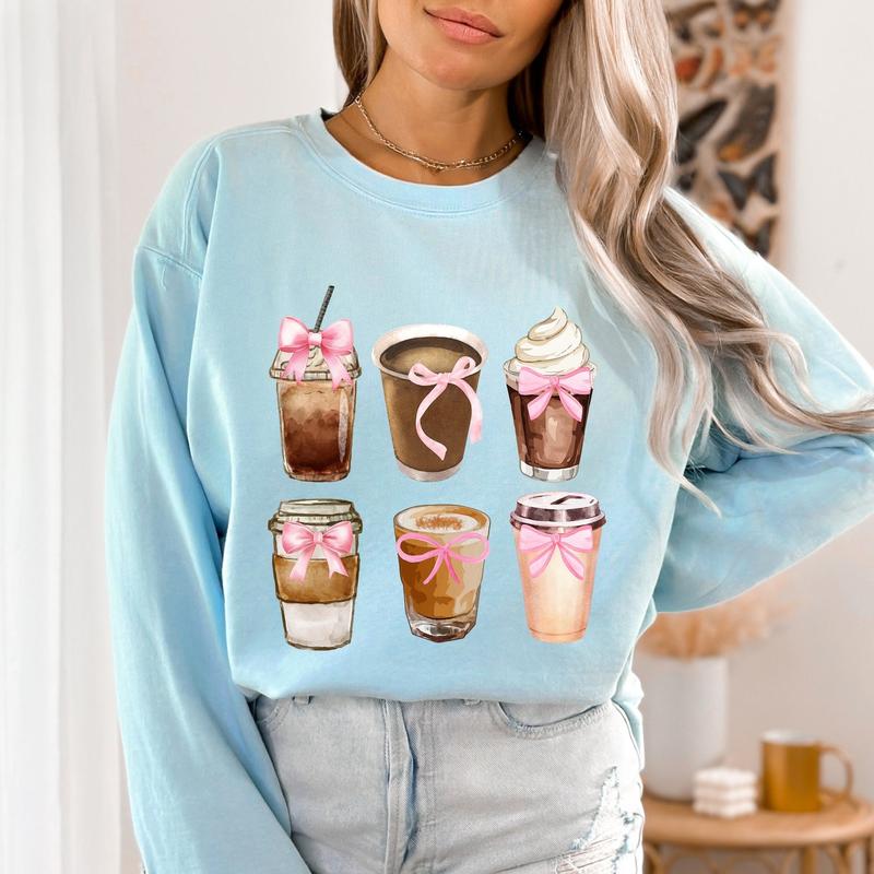 Iced Coffee Club Coquette Sweatshirt T shirt Hoodie, Trendy Coffee Lover, Coquette Bow Shirt, Coquette  Sweatshirt, Coffee Lover Soft Girl Era, Coffee