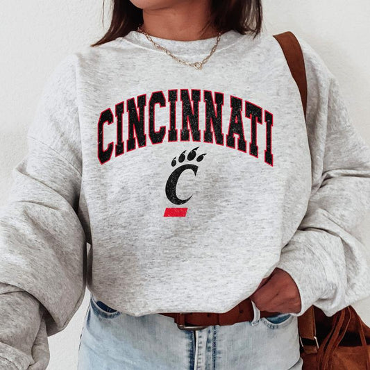 Cincinnati Bearcats Vintage Football NCAA Trendy Sweatshirt, University of Cincinnati Unisex Football NCAA Shirt, Gift For Men, Gift For Girls, Crewne