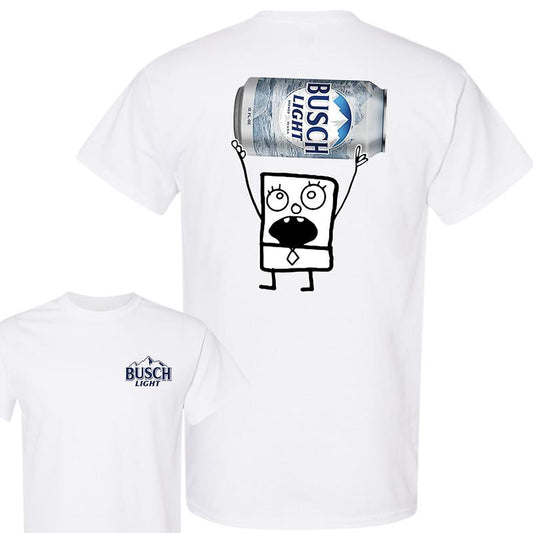 Doodlebob Busch Light 2 Sided T-shirt, Funny Busch Light Unisex T-Shirt, Cotton Tee, Full Sizes, Full Color, For Men, For Women
