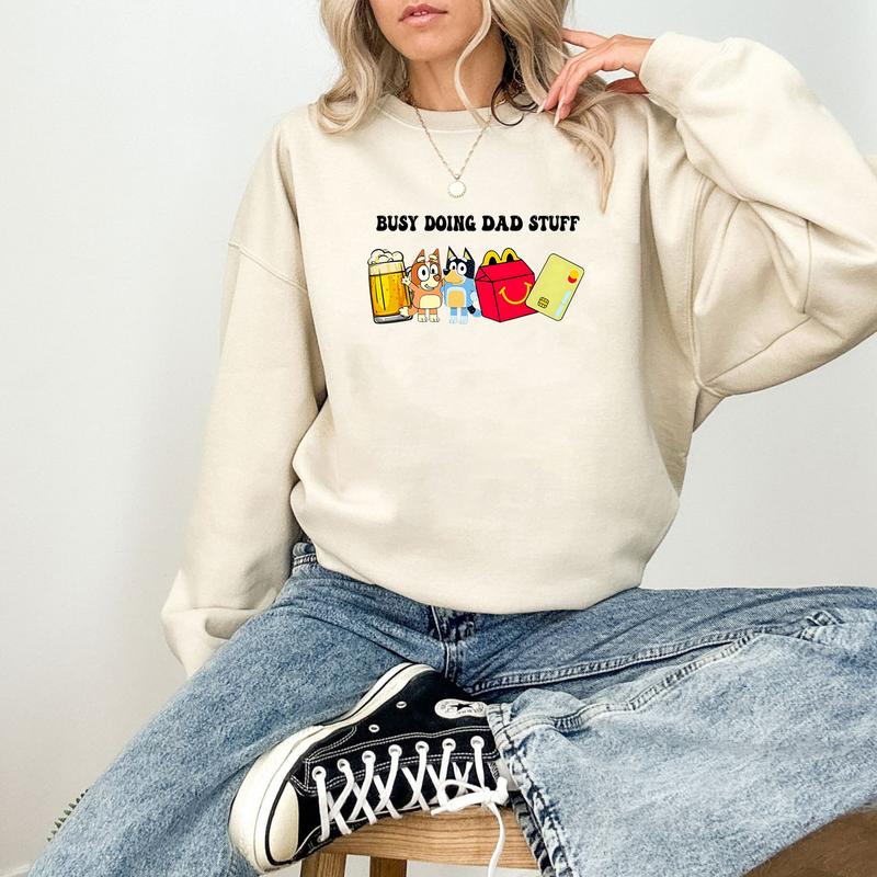 Busy Doing Dad Stuff Sweatshirt, Funny Dad Sweater, Blu Christmas Shirt, Mama Sweatshirt, Funny Dog Sweatshirt, Dad Crewneck Classic Cotton