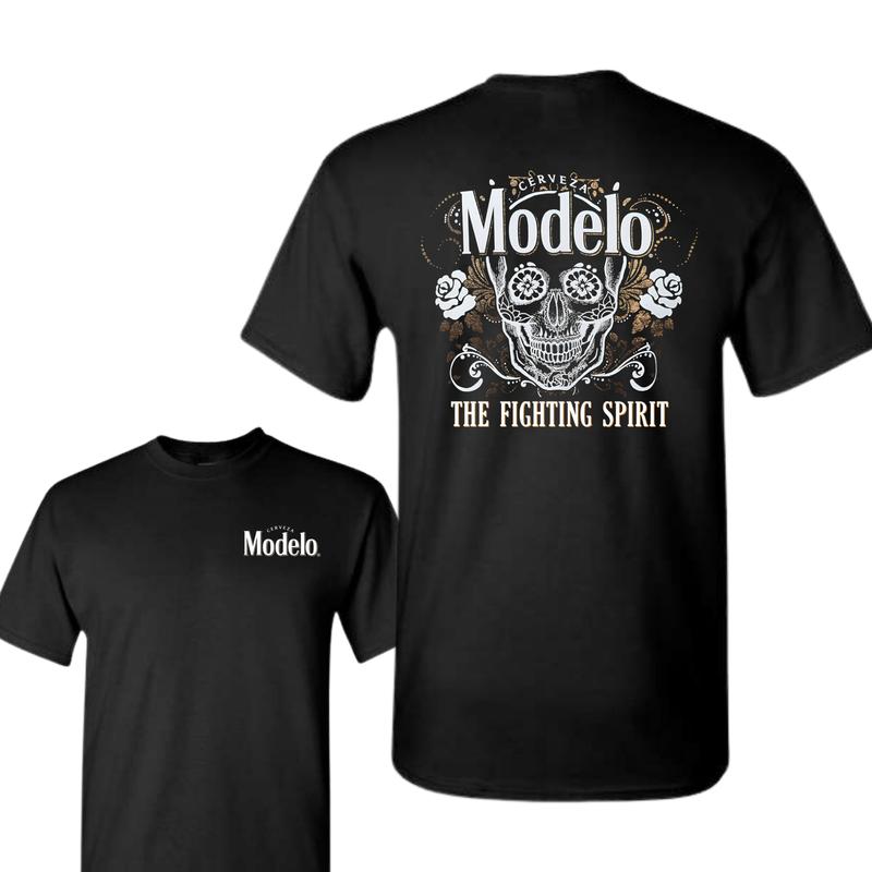 Modelo Skull Front and Back T-Shirt, Graphic Tee for Mens Classic Cotton