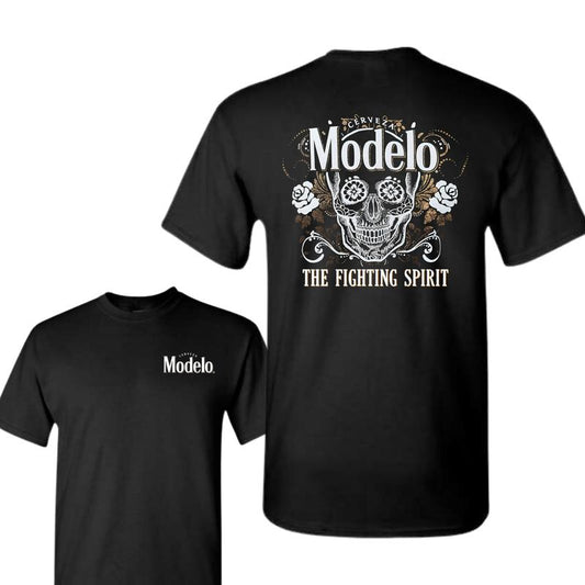 Modelo Skull Front and Back T-Shirt, Graphic Tee for Mens Classic Cotton