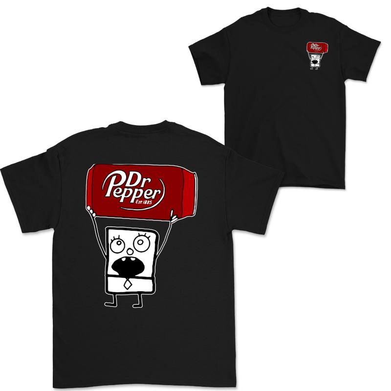 Dr Pepper Doodlebob T-shirt , Doodlebob Shirt, Dr Pepper Shirt, Double Sided Graphic Printed Unisex Classic  Cotton T-Shirts in all Sizes all Colors f