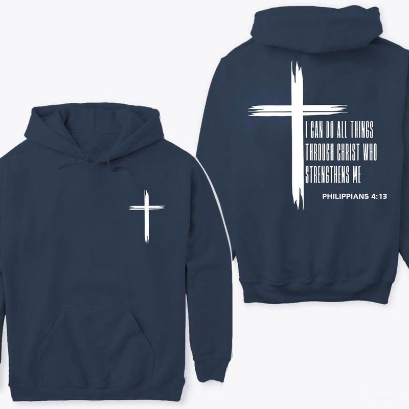 Cross Verse Hoodie - Classic Religious Design with Philippians 4:13 for Christians and Scripture Fans, Unisex Hoodie