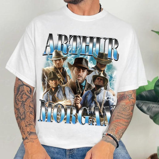 Arthur Morgan Vintage Version 2 T-Shirt, Arthur Morgan Red Dad Redemption Shirt, Gift For Movies Lovers Casual Clothing Fabric Menswear Sweatshirts