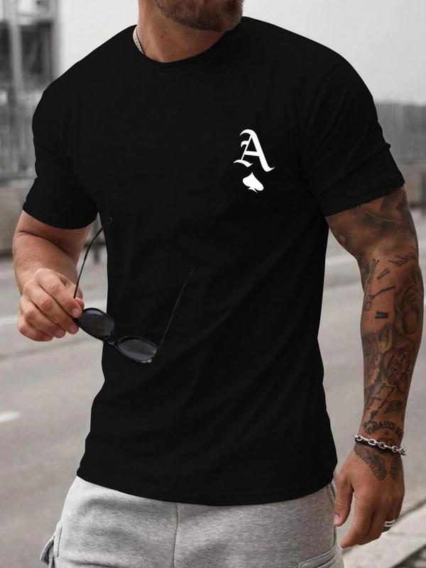 Men's Letter Print Round Neck Tee, Regular Fit Casual Streetwear Short Sleeve T-shirt, Graphic Tees,Ã‚Â Men's Summer Clothes Top for Daily Wear