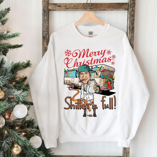 Merry Christmas Shitters Full Sweatshirt, Ational Lampoons Christmas Shirt, Christmas Sweatshirt, Christmas Trending Sweatshirt, Holiday Sweatshirt, Holiday Vibes Shirt Christmas, Thanksgiving Shirt Gift for Him, Gift for Her Menswear Hoodie