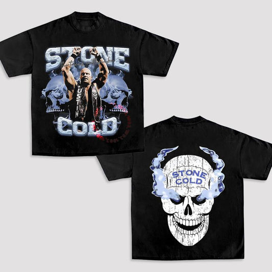 STONE COLD TEE, Wrestling Graphic Tee, WWE Shirt, Sports T-shirt, Athlete Shirt, Wrestling Gift, Fitness Tee, Crewneck Clothing Cotton Menswear