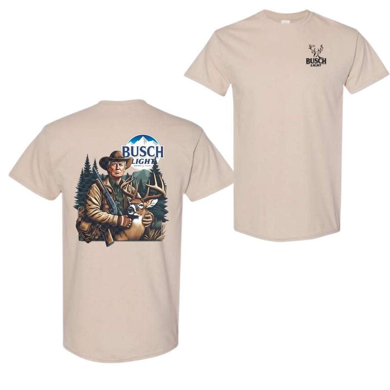 Busch Light Hunting Hoodie, Sweatshirt, T-shirt - Hunter with Deer Graphic Hoodie for Outdoor Enthusiasts, Perfect for Nature Lovers Menswear