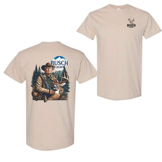Busch Light Hunting Hoodie, Sweatshirt, T-shirt - Hunter with Deer Graphic Hoodie for Outdoor Enthusiasts, Perfect for Nature Lovers Menswear