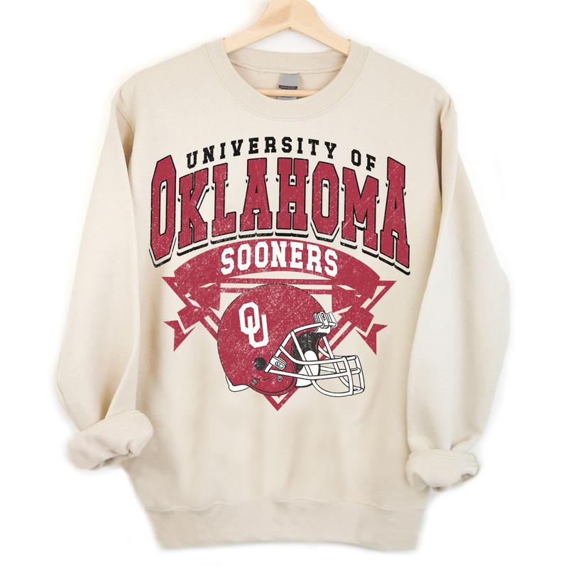 Oklahoma Sooners Vintage NCAA Sweatshirt, University Football Shirt, Classic Gift for Fans, Cotton Casual Wear, Unisex T-Shirt, Vintage Style