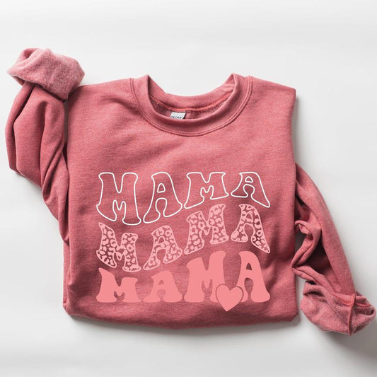 Mama, Leopard, Heart, Mom, Mother's Day Gift Sweatshirt Casual Comfort Womenswear ComfortableÃ‚Â Graphic