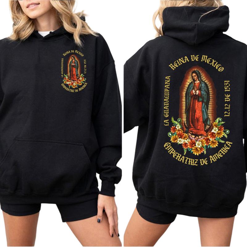 Guadalupe 2 Sides Hoodie, Virgen Maria Hoodie, La Morenita Hoodie Unisex