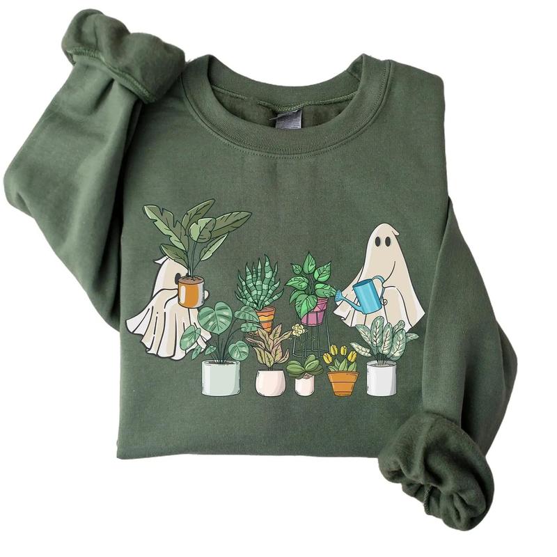 Cute Ghost Sweatshirt, Plant Lady Sweatshirt, Halloween Mom Sweater, Ghost Sweater, Plant Lover Gift, Funny Halloween, Fall Sweater