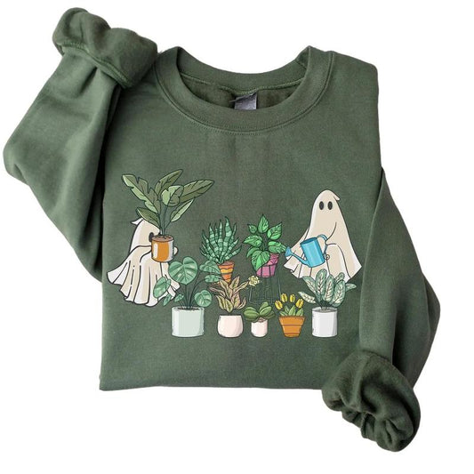 Cute Ghost Sweatshirt, Plant Lady Sweatshirt, Halloween Mom Sweater, Ghost Sweater, Plant Lover Gift, Funny Halloween, Fall Sweater