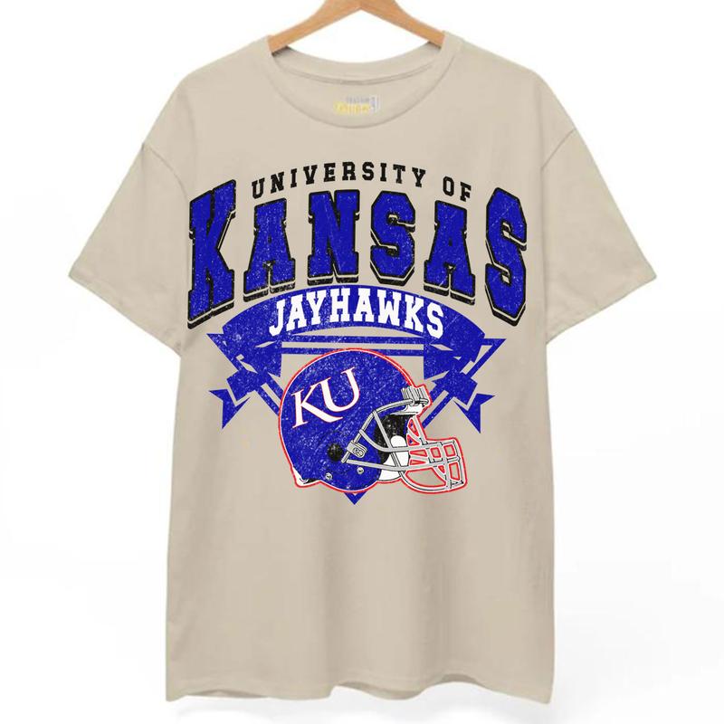 Kansas Jayhawks Vintage NCAA Sweatshirt, Unisex Jayhawks Football Shirt, Classic Sport Hoodie, Gifts for Football Fans, Cotton T-Shirt, Hoodie