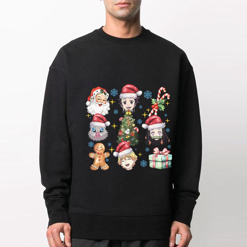 Demon Slayer Christmas team Shirt, Tanjiro Nezuko Zenitsu Inosuke Shirt,Demon Slayer t-shirt, Kimetsu no Yaiba Shirt, Anime sweatshirt hoodie, Anime l