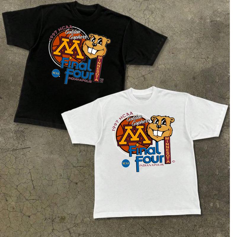 NCAA Final Four Indianapolis Minnesota T-shirt Basketball Top Menswear Fitted Medium Short Sleeve Street Style Tee Underwear Streetwear 90s vintage