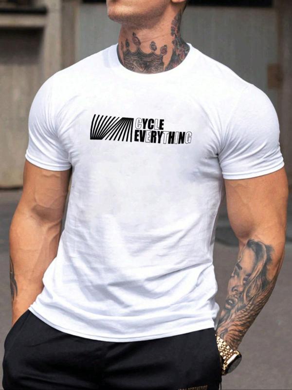 Men's Letter Print Round Neck Tee, Summer Clothes, Regular Fit Casual Short Sleeve Crew Neck T-shirt for Summer, Graphic Tees, Men's T Shirts, Summer Clothing, Fashion Men's Top for Daily Wear
