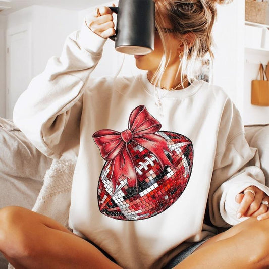 Coquette Football  Sweatshirt Tshirt, Football Bow Sweatshirt, Football Mom Sweatshirt, Football Tshirt, Game Day, Fall Football , Football Season , S