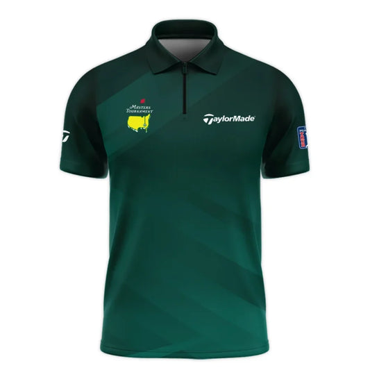 Masters Tournament Dark Green Gradient Golf Sport Taylor Made Zipper Polo Shirt Style Classic Zipper
