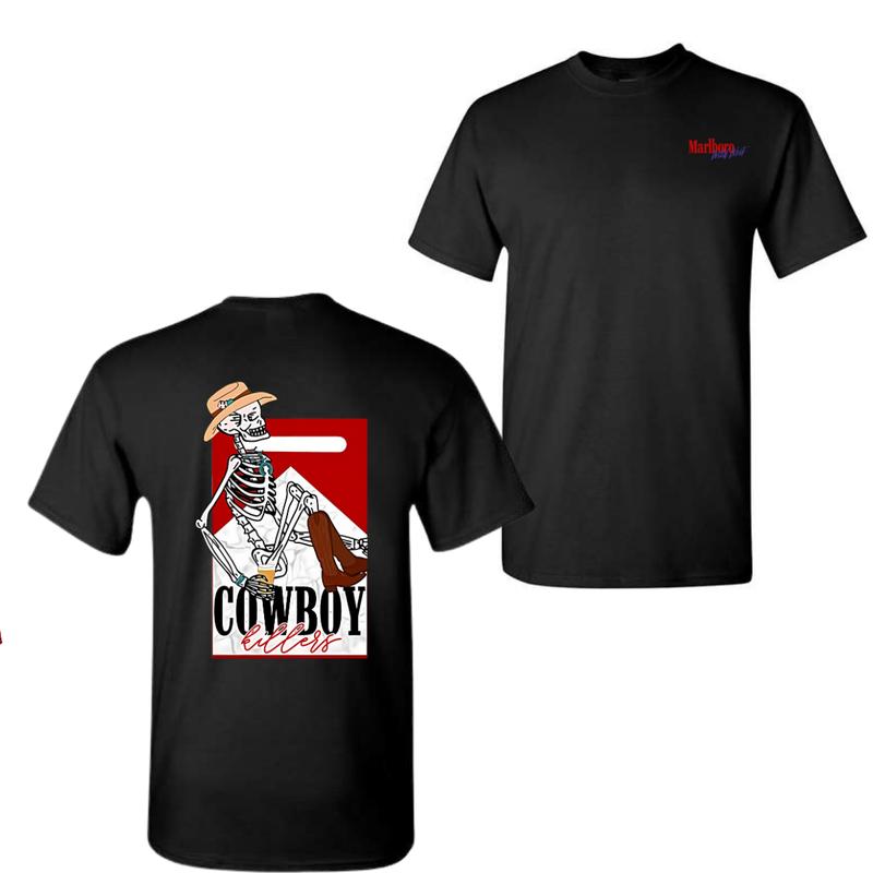 Vintage Marlboro Cowboy Wild West Shirt Cowboy Killlier Unisex Graphic 2 Sided - Fit, For Men, Clothing Love Plain Party T-Shirts Casual Cotton