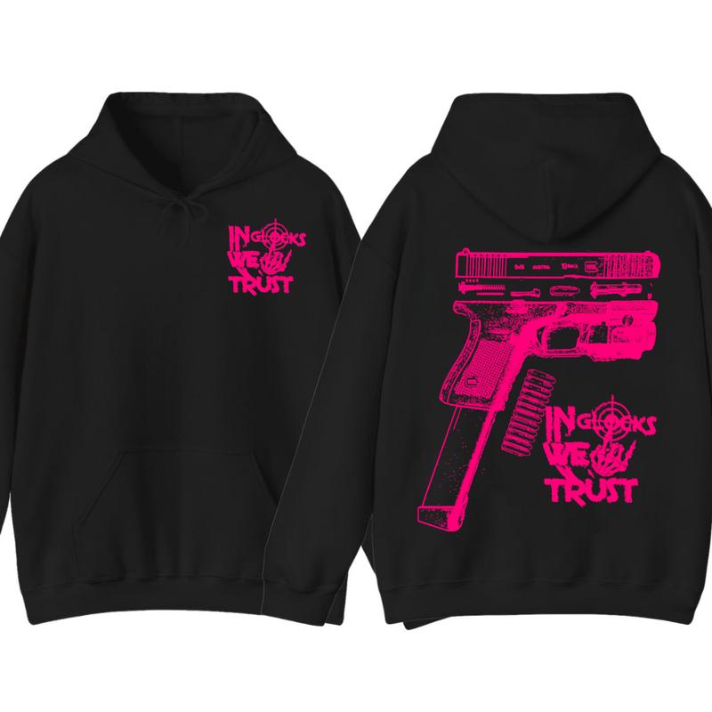 NEW Design Glock ,In Glock We Trust Skeleton 2 Side Hoodie & Sweater,Unisex sweater,Men's & Women's Tops,Glock Hoodie,Glock Pink Color ,For Her,For Him