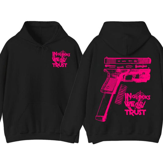 NEW Design Glock ,In Glock We Trust Skeleton 2 Side Hoodie & Sweater,Unisex sweater,Men's & Women's Tops,Glock Hoodie,Glock Pink Color ,For Her,For Him
