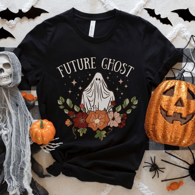 Floral Future Ghost Shirt, Funny Halloween Ghost T-Shirt, Cute Boho Retro Trick Or Treat Tee, Spooky Season Gift For Her, Halloween Party, Unisex Cott
