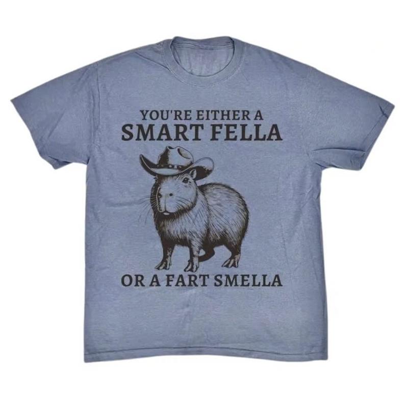 Retro Smart Fella Capybara 90s Shirt, Funny Capybara Tee, Meme Shirt Comfort Cotton