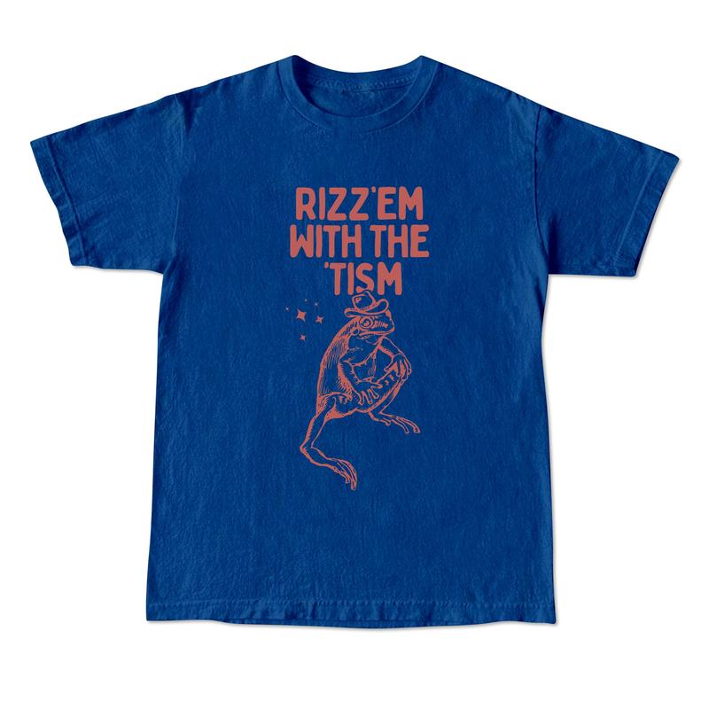 Rizz Em With The Tism Vintage T-Shirt, Retro Funny Frog Shirt, Frog Meme Tee, Vintage Washed Relaxed Cotton Shirt, Cool Frog Gifts Menswear Top