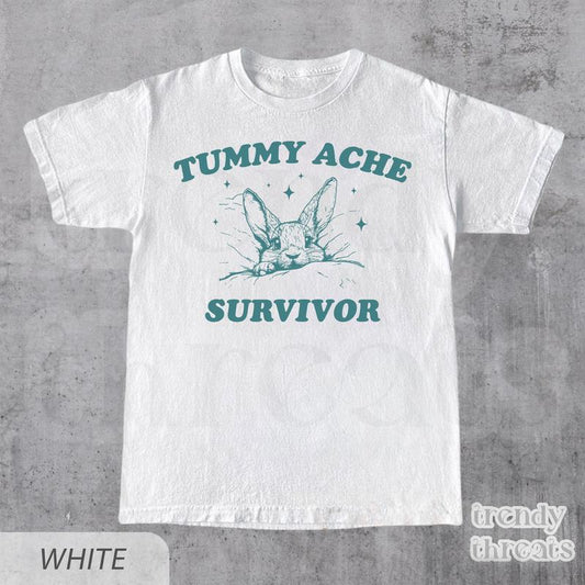 Tummy Ache Survivor T-Shirt Ã¢â‚¬Â¢ Funny Y2K Shirt Ã¢â‚¬Â¢ Unisex Heavy Cotton Tee Ã¢â‚¬Â¢ Funny Shirt Ã¢â‚¬Â¢ Meme Shirt Ã¢â‚¬Â¢ Sarcastic Shirt Ã¢â‚¬Â¢ Gift For Him & Her