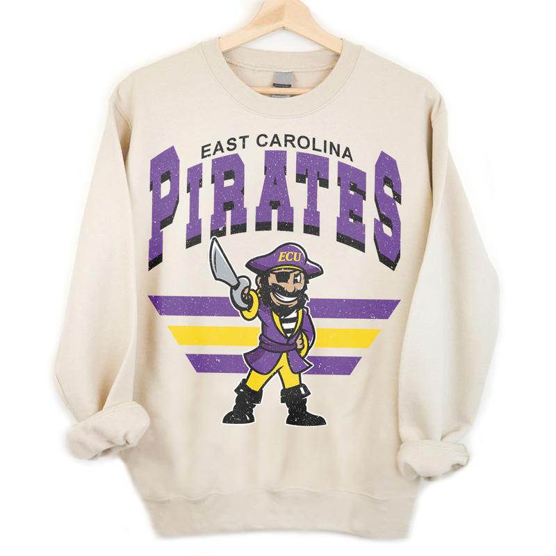 East Carolina Pirates Vintage NCAA Sweatshirt, University Football Shirt, Classic Gift for Fans, Men, Women, Unisex Cotton T-Shirt, Vintage Style