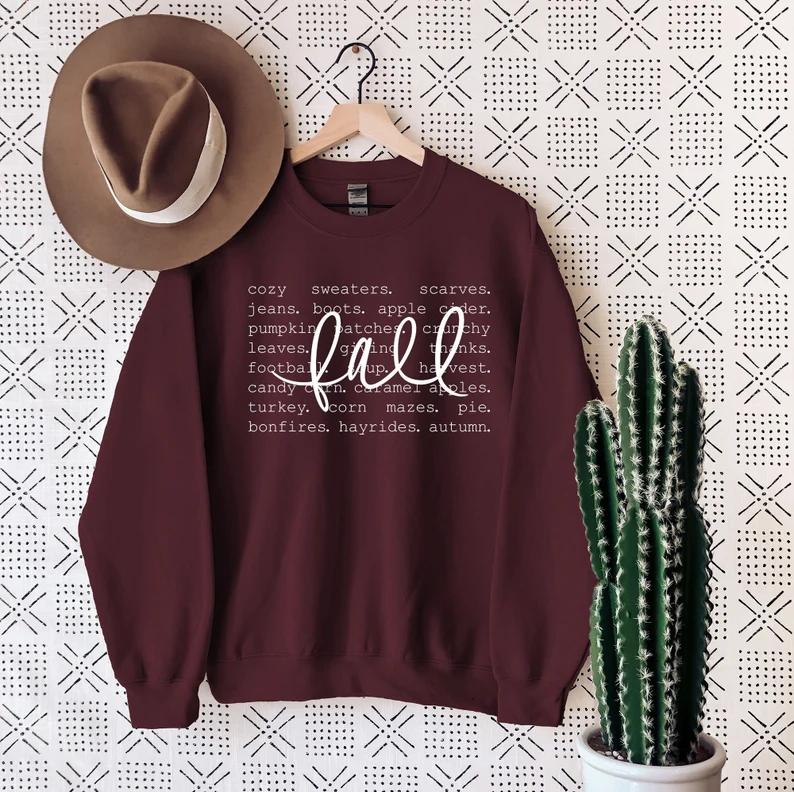 Fall Words Sweatshirt, Fall Sweatshirt for Women, Hello Fall Crewneck, Autumn Sweatshirt, Fall Graphic