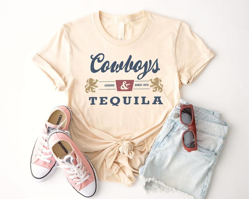 Cowboys and Tequila Unisex T-Shirt, Cowgirl And Tequila T-shirt Comfort Fabric
