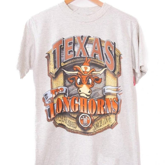 Texas Longhorns T-Shirt 100% Cotton Seamless Double-Needle 78 Collar Digital Print Classic Fit Unisex - Fabric