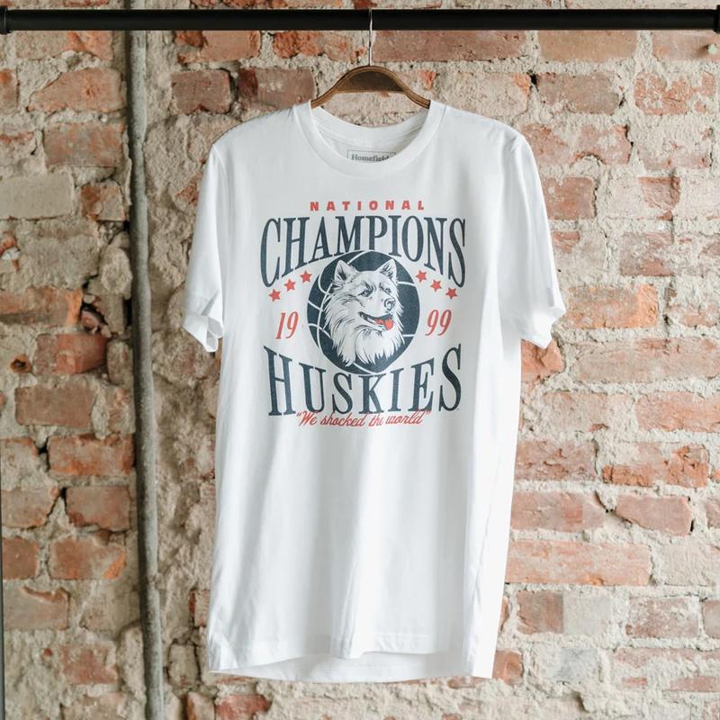 Vintage UConn Huskies 1999 Championship Tee Classic Cotton Menswear Top Embroidered Hoodie