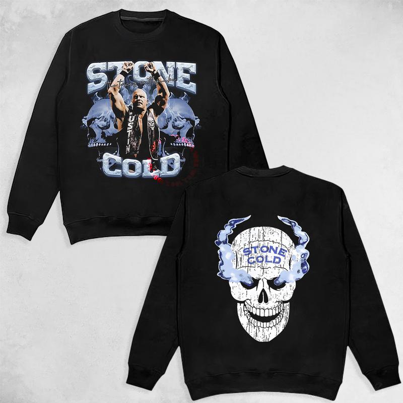 STONE COLD TEE, Wrestling Graphic Tee, WWE Shirt, Sports T-shirt, Athlete Shirt, Wrestling Gift, Fitness Tee, Crewneck Clothing Cotton Menswear
