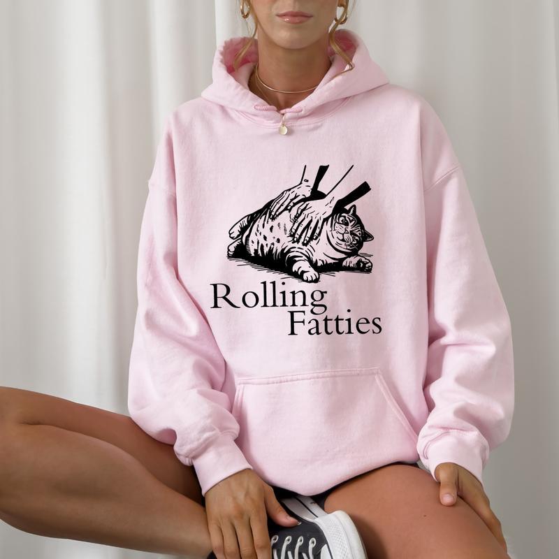 Rolling Fatties Hoodie, Funny Fat Cat Lover Hoodie Unisex Classic Cotton