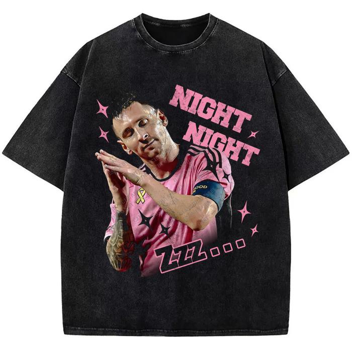Lionel Messi Night Night Steph Curry Celebration Celly Greatest Of All Time GOAT Graphic T-Shirt Crewneck Cotton Menswear Soft