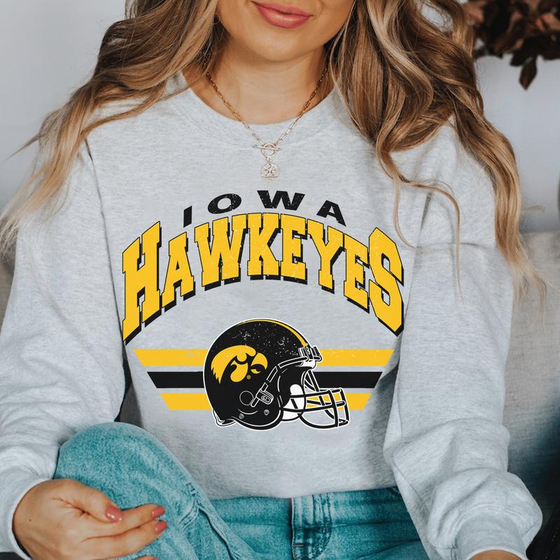 Vintage Iowa Hawkeyes Football Sweatshirt, NCAA Iowa Game Day Gifts, Women's Football Shirt, Trendy Hawkeyes Sweater, College Style Comfort HSW10