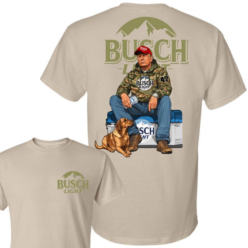Busch Light Trump Hunting Camo Unisex shirt, Trump won 47th president Election 2024 shirt, Busch Light Fuel Hand Drill Dog Hunt Tee, Trump With Local Boy Cotton shirt Full Color Full Size
