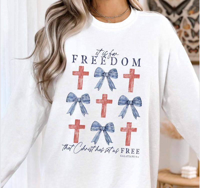 Coquette Bow Galatians 51 Christian Sweatshirt, Patriotic Shirt Designs, Religious, Jesus Faith Apparel, Summer Garden Gift Idea, Unisex Cotton Shirt,